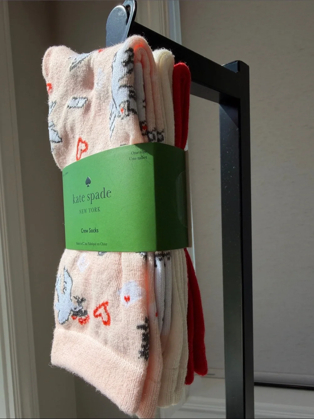 kate spade Pink Dove Pattern Crew Socks - 3 Pack